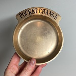 Vintage Brass Metal Pocket Change Decorative Trinket Dish Ring Key Jewelry Tray